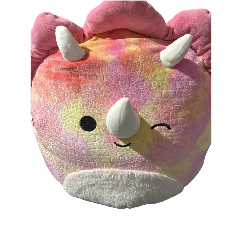 Squishmallows Pink Dinosaur 16" Trinity Pink Tie-Dye Triceratops Plush With Tag